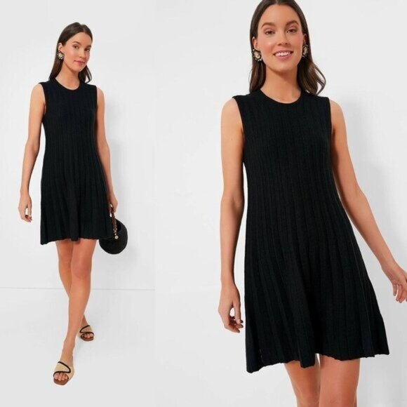Pomander Place NEW Black Knit Adi Sleeveless A Line Classic Mini Dress Size L